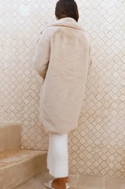 Jackets|Coats>Hello Molly Luxe Life Faux Fur Jacket Beige