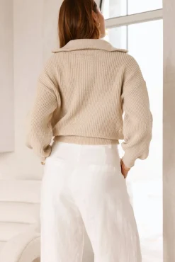 Jumpers|Long Sleeve>Hello Molly Lyla Knit Jumper Beige