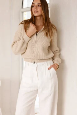 Jumpers|Long Sleeve>Hello Molly Lyla Knit Jumper Beige