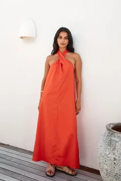 Cocktail Dresses|Vacation Dresses>Madison The Label Amber Maxi Dress Flame
