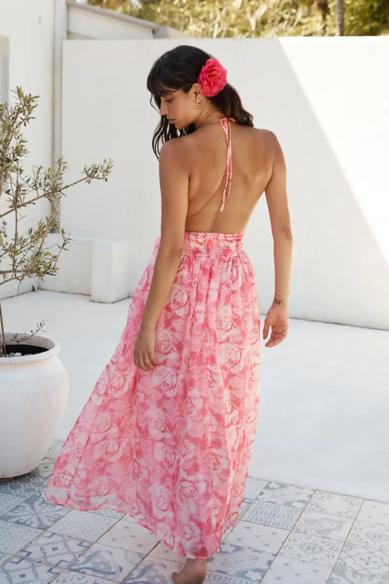 Cocktail Dresses|Floral Dresses>Hello Molly Magic Meadow Halter Maxi Dress Pink