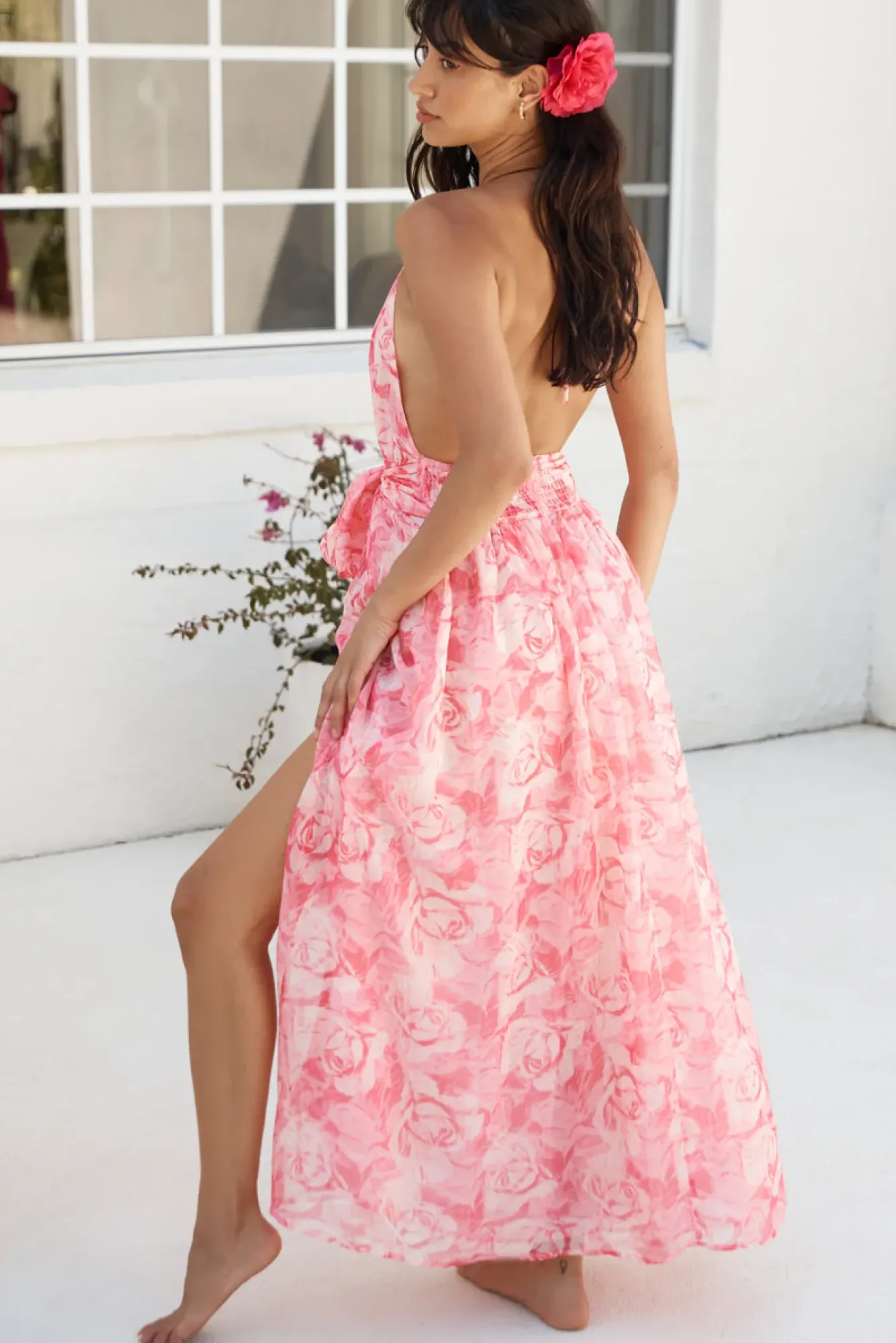 Cocktail Dresses|Floral Dresses>Hello Molly Magic Meadow Halter Maxi Dress Pink