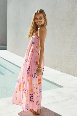Spring Break Dresses|Multipattern Dresses>Hello Molly Magic Tricks Strapless Maxi Dress Pink