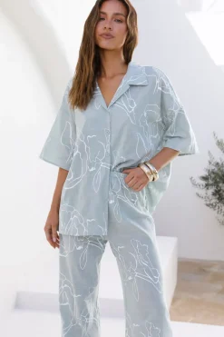 Cropped|Two-Piece Pants Set>Hello Molly Magnetic Moment Set Sage