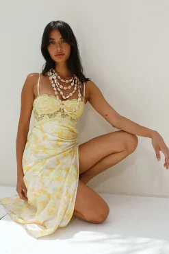 Wedding Guest Dresses|Summer Dresses>Hello Molly Main Character Satin Maxi Dress Yellow