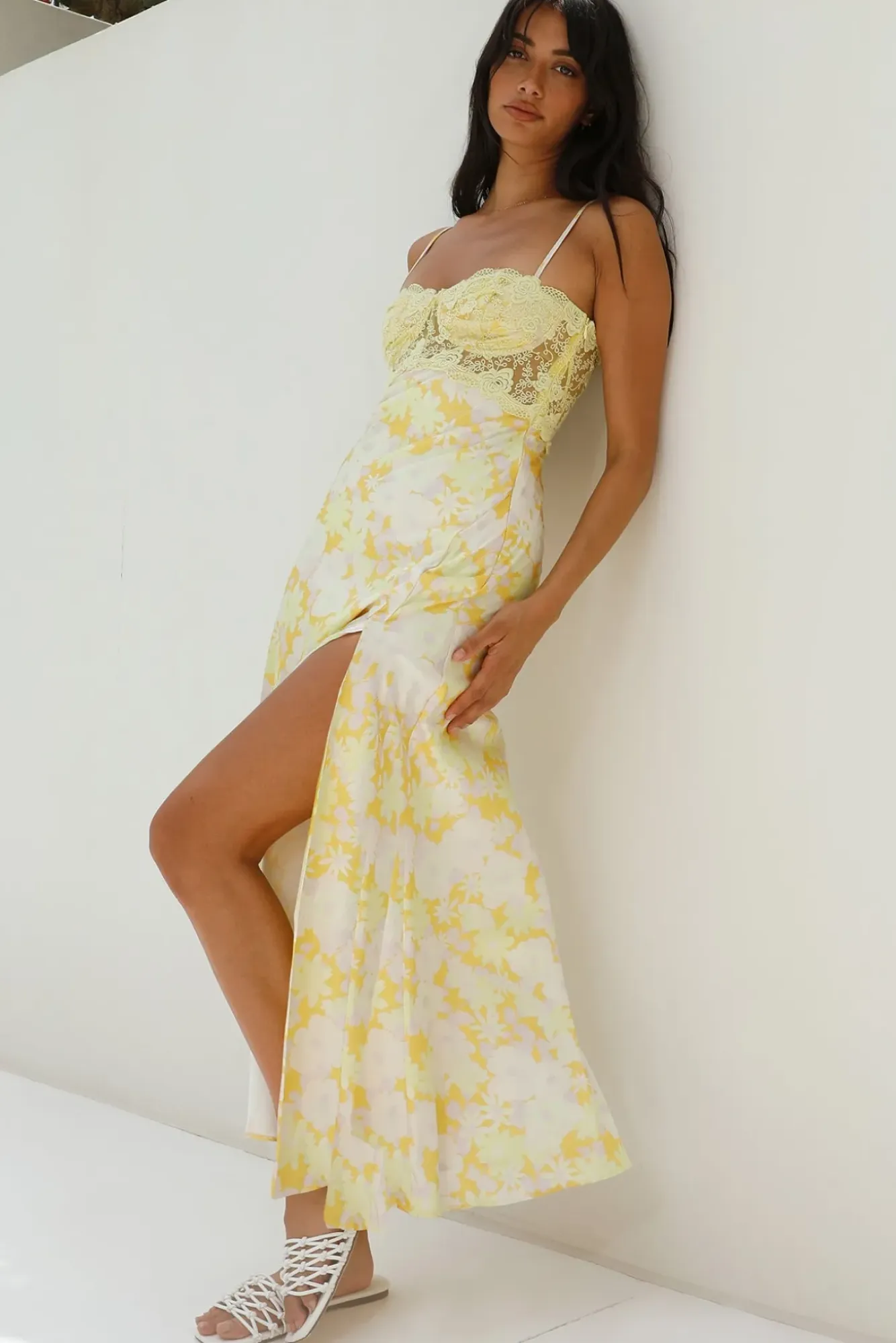 Wedding Guest Dresses|Summer Dresses>Hello Molly Main Character Satin Maxi Dress Yellow