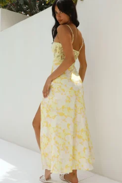 Wedding Guest Dresses|Summer Dresses>Hello Molly Main Character Satin Maxi Dress Yellow