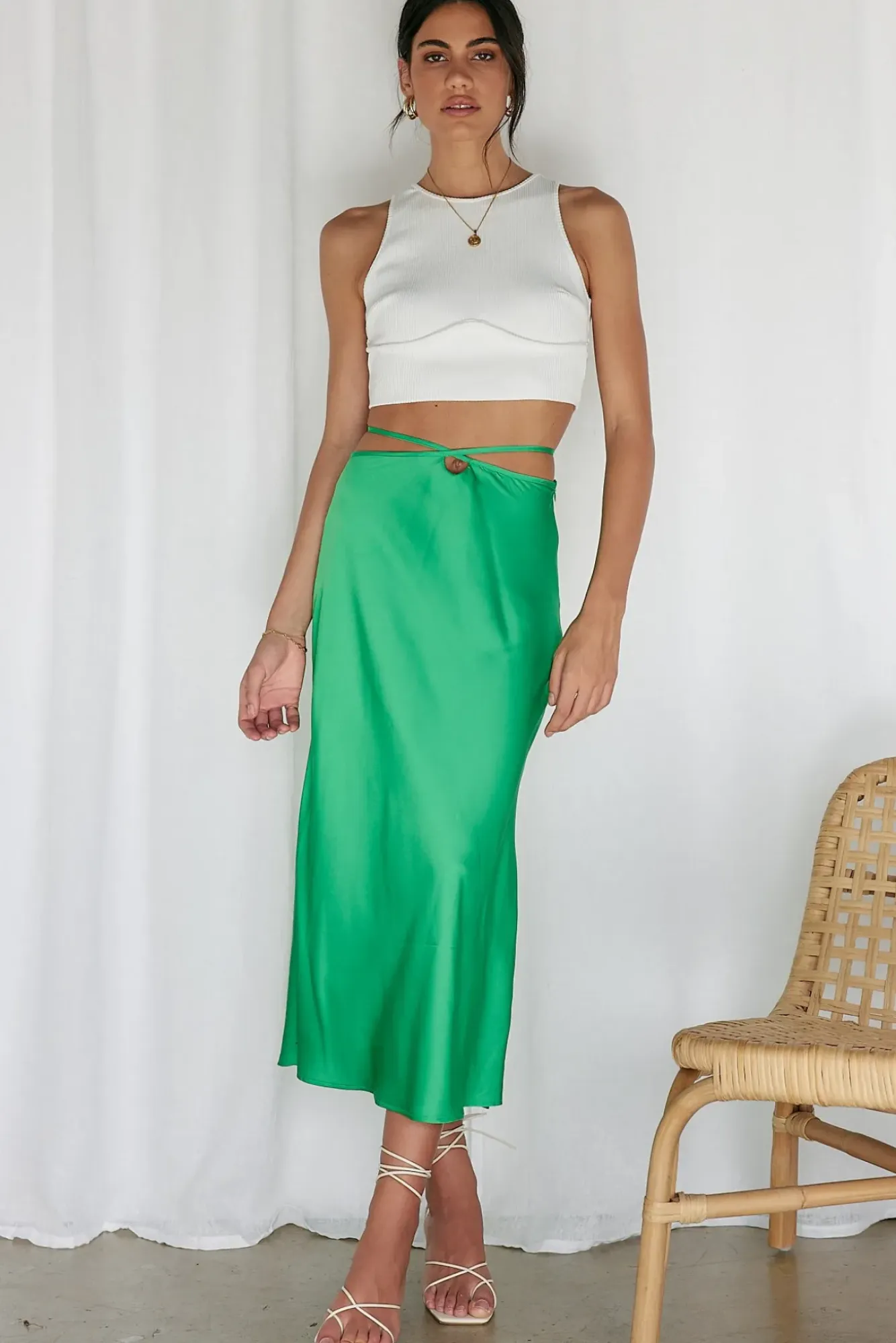 Skirts>Hello Molly Make A Wave Maxi Skirt Green