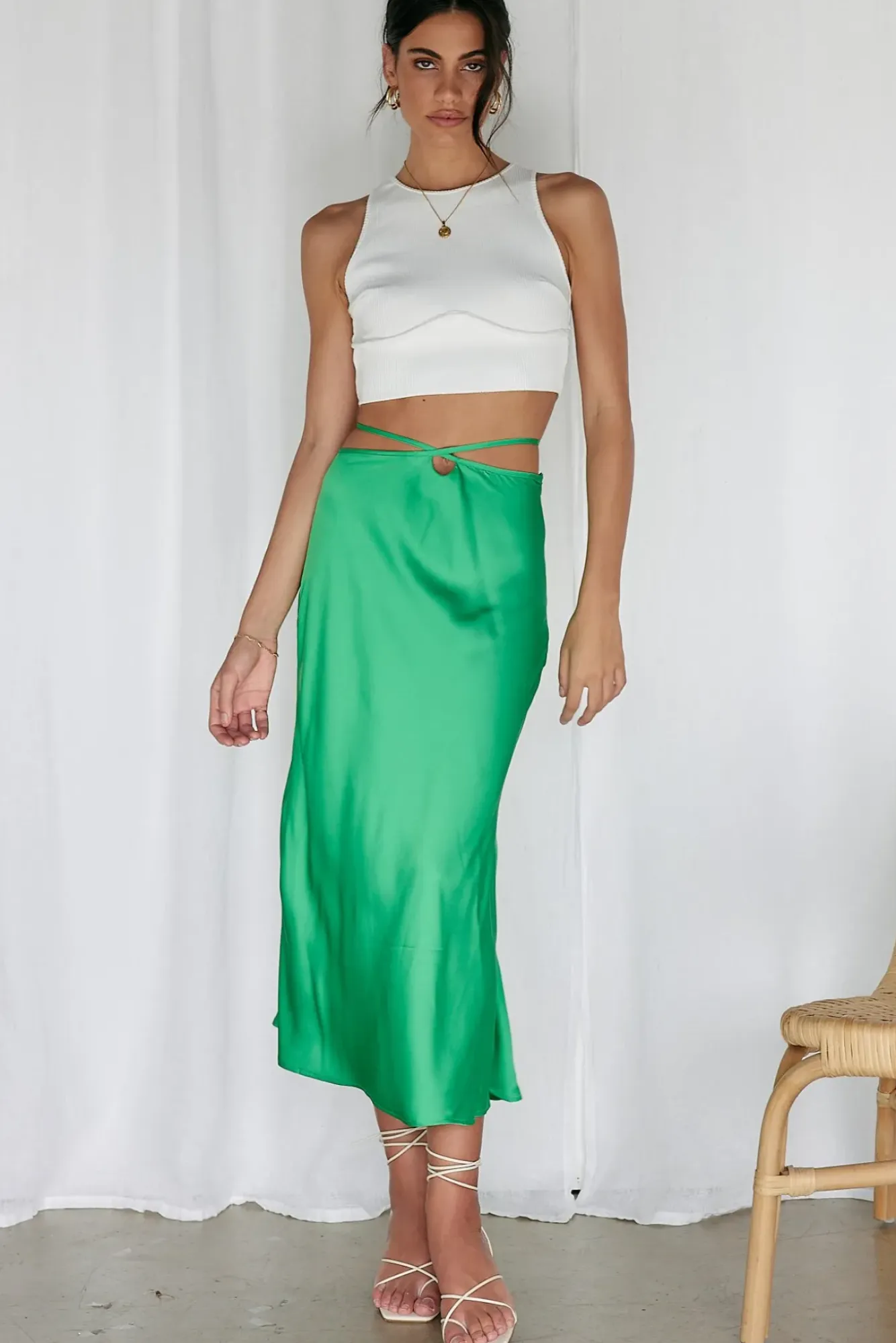 Skirts>Hello Molly Make A Wave Maxi Skirt Green