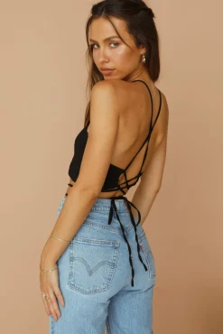 Cropped>Hello Molly Make A Wish Crop Top Black