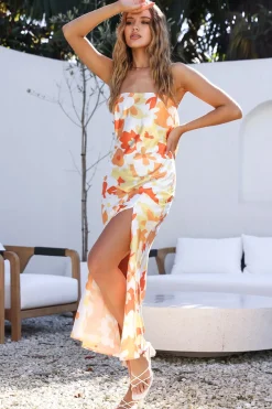 Floral Dresses|Strapless Dresses>Hello Molly Make You Smile Maxi Dress Yellow