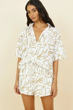 Cropped|Two-Piece Shorts Set>Hello Molly Making Moves Set Brown