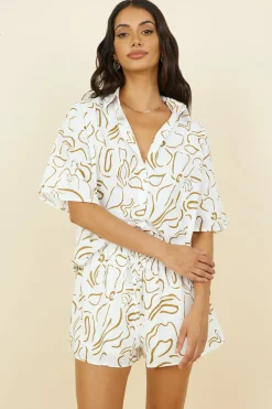 Cropped|Two-Piece Shorts Set>Hello Molly Making Moves Set Brown