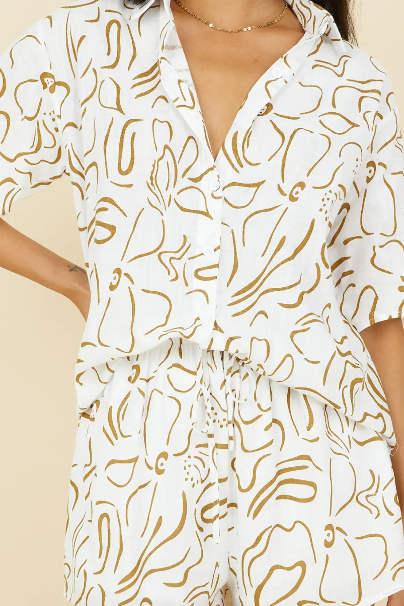 Cropped|Two-Piece Shorts Set>Hello Molly Making Moves Set Brown