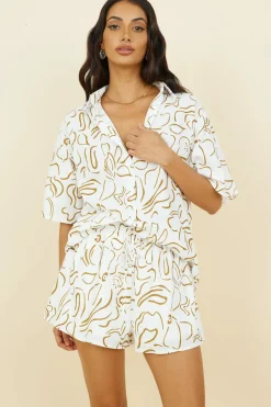 Cropped|Two-Piece Shorts Set>Hello Molly Making Moves Set Brown