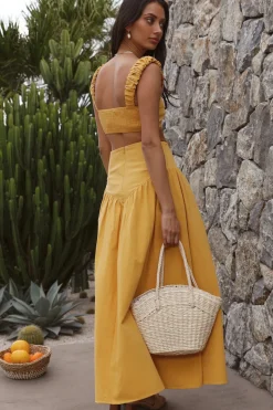 Cropped>Hello Molly Mango Trees Crop Top Mustard