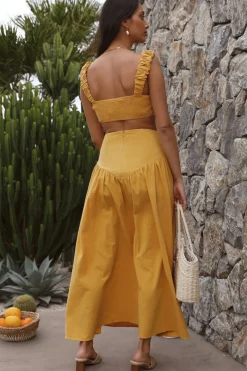 Skirts|Skirt And Top Sets>Hello Molly Mango Trees Maxi Skirt Mustard