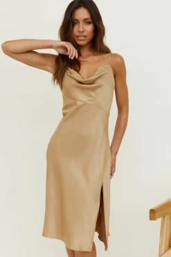Spring Break Dresses|Date Night Dresses>Hello Molly Manifestation Midi Dress Brown