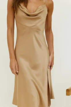 Spring Break Dresses|Date Night Dresses>Hello Molly Manifestation Midi Dress Brown