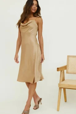 Spring Break Dresses|Date Night Dresses>Hello Molly Manifestation Midi Dress Brown