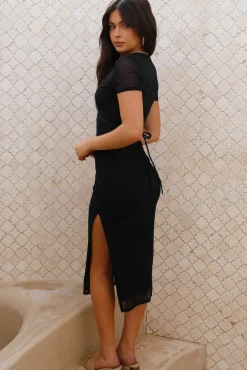 Vacation Dresses|Spring Break Dresses>Hello Molly Meadow Serenity Midi Dress Black