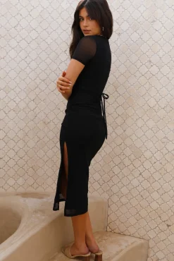 Vacation Dresses|Spring Break Dresses>Hello Molly Meadow Serenity Midi Dress Black