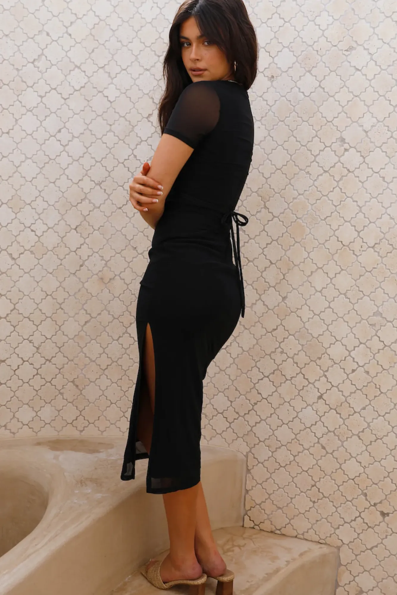 Vacation Dresses|Spring Break Dresses>Hello Molly Meadow Serenity Midi Dress Black
