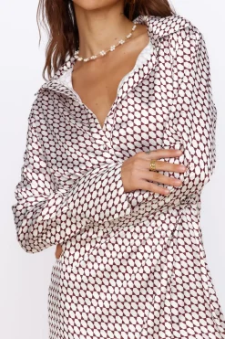 Date Night Dresses|Multipattern Dresses>Hello Molly Mediterranean Glow Mini Dress Brown