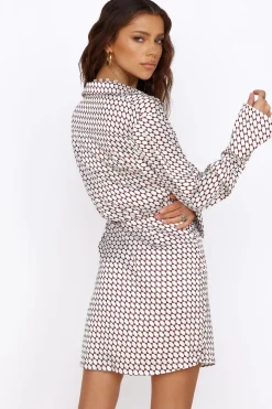 Date Night Dresses|Multipattern Dresses>Hello Molly Mediterranean Glow Mini Dress Brown