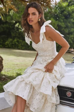 Wedding Guest Dresses|Formal Dresses>SOFIE THE LABEL Mediterranean Muse Tiered Midi Dress Ivory