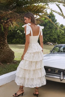 Wedding Guest Dresses|Formal Dresses>SOFIE THE LABEL Mediterranean Muse Tiered Midi Dress Ivory