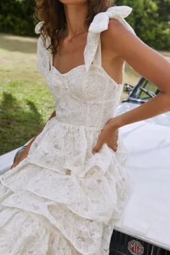 Wedding Guest Dresses|Formal Dresses>SOFIE THE LABEL Mediterranean Muse Tiered Midi Dress Ivory
