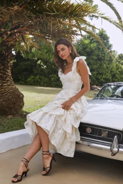 Wedding Guest Dresses|Formal Dresses>SOFIE THE LABEL Mediterranean Muse Tiered Midi Dress Ivory