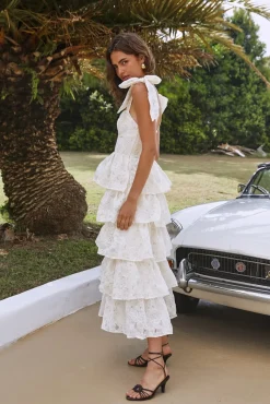 Wedding Guest Dresses|Formal Dresses>SOFIE THE LABEL Mediterranean Muse Tiered Midi Dress Ivory