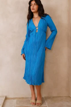 Vacation Dresses|Spring Break Dresses>Hello Molly Meet Me At Sundown Midi Dress Blue