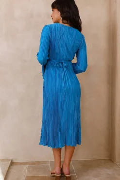 Vacation Dresses|Spring Break Dresses>Hello Molly Meet Me At Sundown Midi Dress Blue