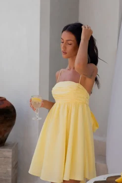 Vacation Dresses|Spring Break Dresses>Hello Molly Midnight Charm Mini Dress Yellow