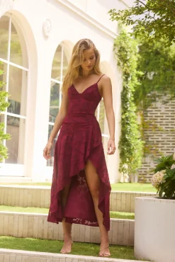 Wedding Guest Dresses|Vacation Dresses>Hello Molly Midnight Drinks Midi Dress Maroon