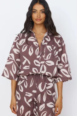 Shirts|Cropped>Hello Molly Midnight Enchantment Top Brown
