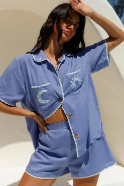 Two-Piece Shorts Set>Hello Molly Midnight in Rome Set Blue