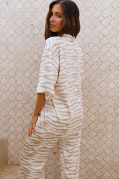 Cropped|Two-Piece Pants Set>Hello Molly Midnight Melody Set Beige