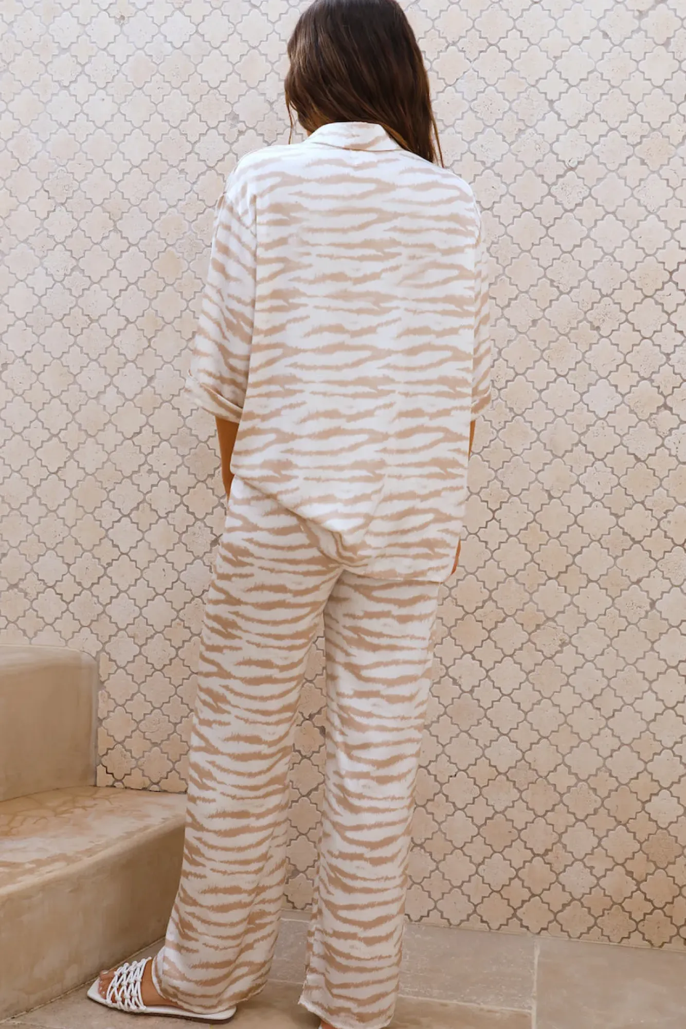 Cropped|Two-Piece Pants Set>Hello Molly Midnight Melody Set Beige