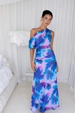Wedding Guest Dresses|Formal Dresses>Hello Molly Midnight Palette Off Shoulder Maxi Dress Blue