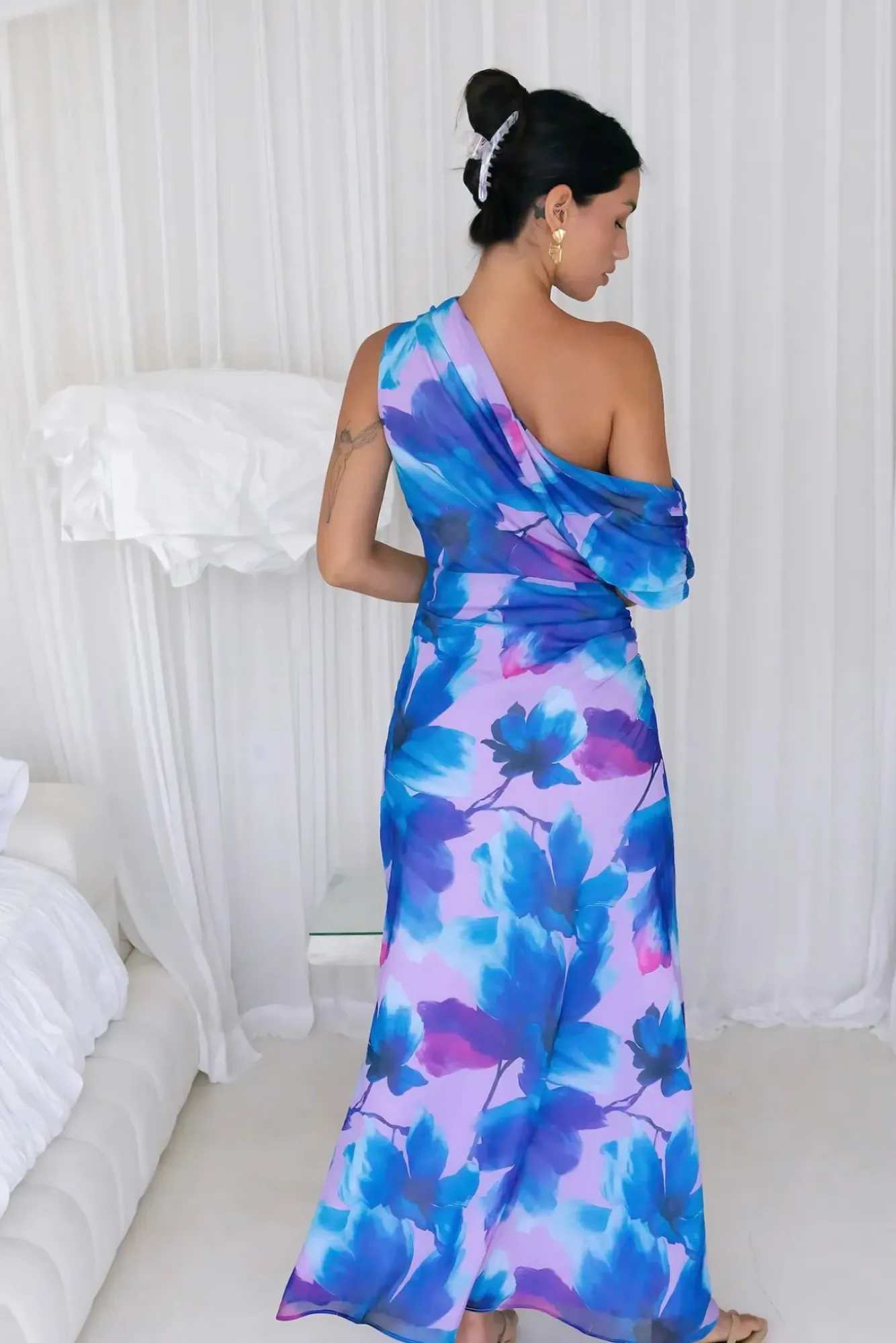 Wedding Guest Dresses|Formal Dresses>Hello Molly Midnight Palette Off Shoulder Maxi Dress Blue