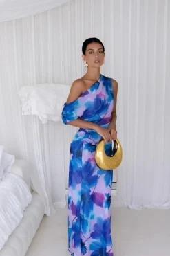 Wedding Guest Dresses|Formal Dresses>Hello Molly Midnight Palette Off Shoulder Maxi Dress Blue
