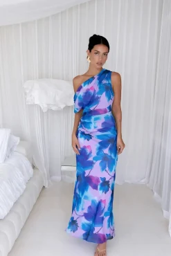 Wedding Guest Dresses|Formal Dresses>Hello Molly Midnight Palette Off Shoulder Maxi Dress Blue