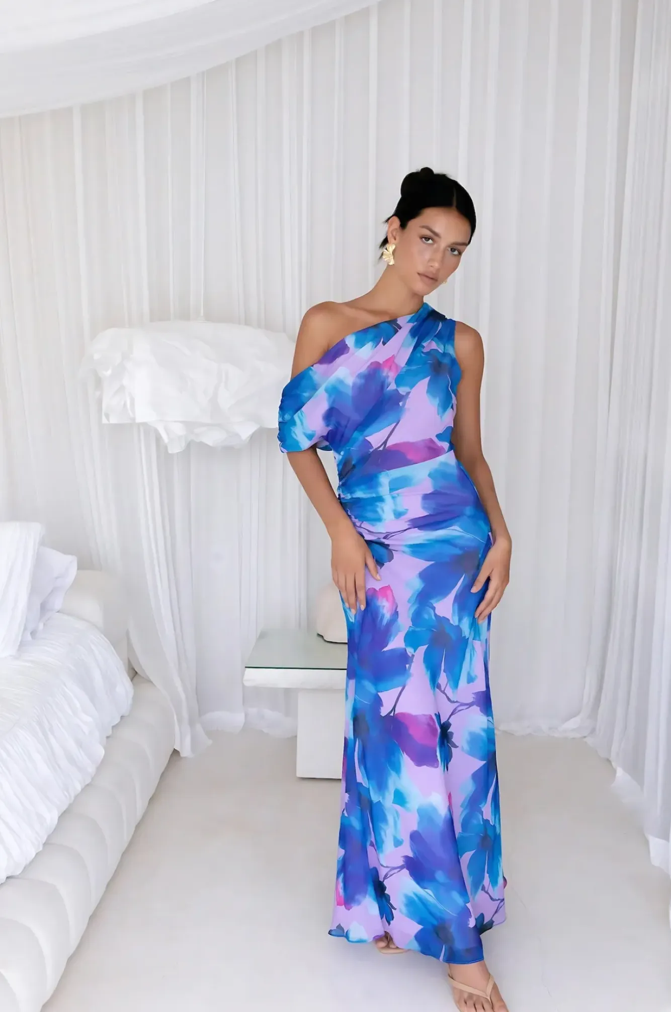 Wedding Guest Dresses|Formal Dresses>Hello Molly Midnight Palette Off Shoulder Maxi Dress Blue