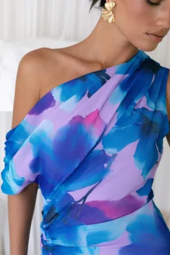Wedding Guest Dresses|Formal Dresses>Hello Molly Midnight Palette Off Shoulder Maxi Dress Blue