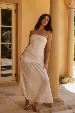 Maxi Dresses>Hello Molly Midnight Radiance Dress Strapless Dress Cream