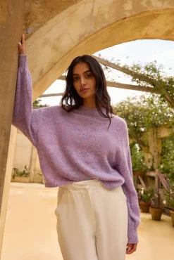Jumpers|Long Sleeve>Fortunate One Mikale Knit Jumper Purple